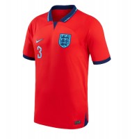 Camiseta Inglaterra Luke Shaw #3 Visitante Equipación Mundial 2022 manga corta